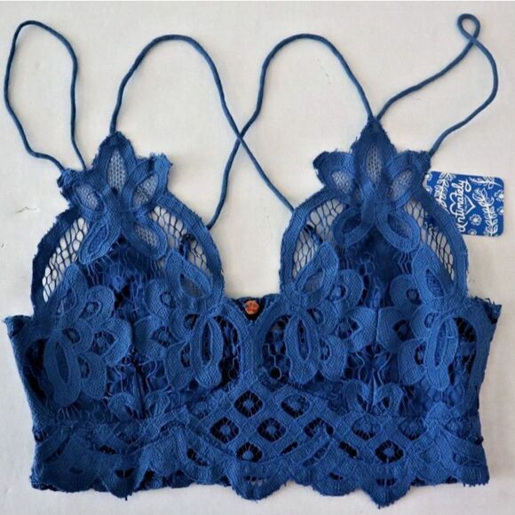 Intimately FP F16M00206 Womens Sz XS Hawaiian Blue Adella Longline Lace Bralette - Picture 1 of 5